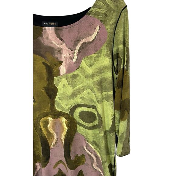 Eva Varro Tunic Layered Watercolor Top Abstract Stretch Size Large Art to Wear - Picture 8 of 9